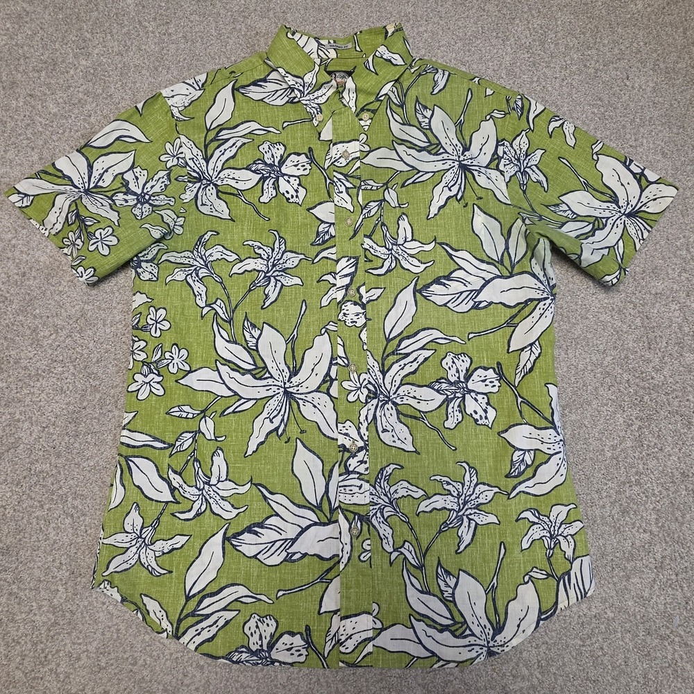 Reyn Spooner Hawaiian Shirt – Men's Large "KOHANAIKI" Floral Logo Aloha Vacation